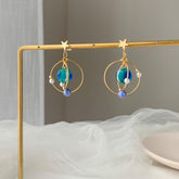 Planet earrings, Universe statement earrings, galaxy dangle earrings, unique dangle